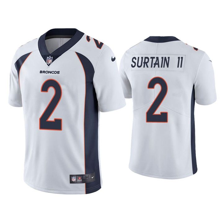 Men's Denver Broncos #2 Patrick Surtain II White NFL 2021 Draft Vapor Untouchable Limited Stitched Jersey